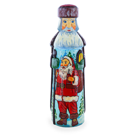 Wood Hand Carved Wooden Santa 7.25 Inches in Multi color