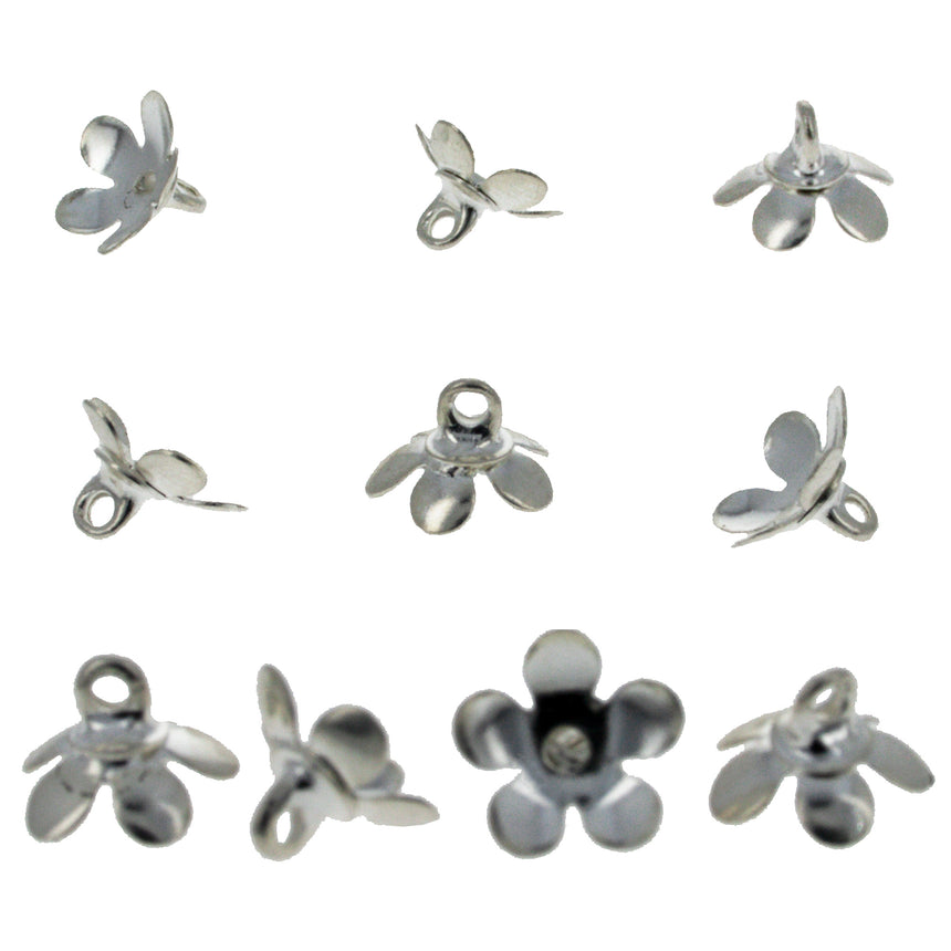 Pewter 10 Medium Silver Metal Ornament Caps Ball or Egg Top Findings, End Caps 0.34 Inches  (9 mm) in Silver color