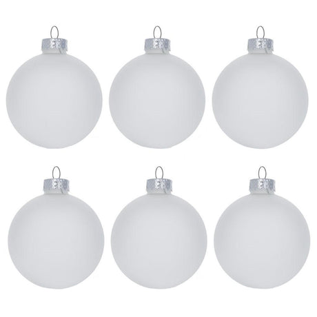 Glass Set of 6 Frosted Clear Glass Ball Christmas Ornaments DIY Craft 2.75 Inches in Clear color Round