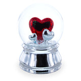 Glass Romantic Red Heart in Love Glass Musical Water Snow Globe in Silver color