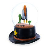 Houston Space Shuttle with Cowboy Hat Base Glass Water Snow Globe ,dimensions in inches: 4.8 x 3.4 x 3.4