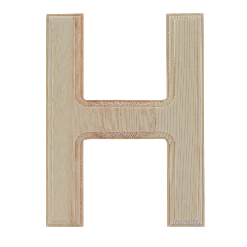 Wood Unfinished Wooden Arial Font Letter H (6.25 Inches) in Beige color