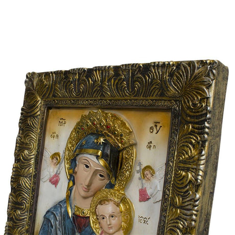 Virgin Mary and Baby Jesus Religious Icon – Ornate Framed Wall Art for Christian Home Decor 12 Inches ,dimensions in inches: 12 x 12 x 10.8