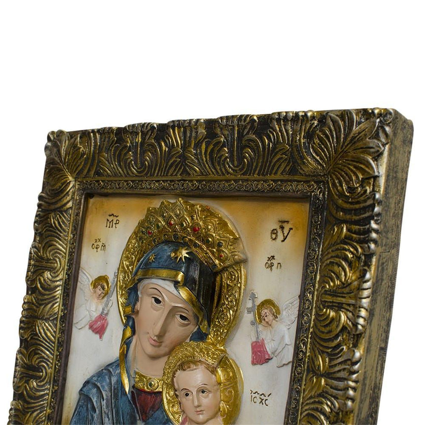 Mary with Jesus Christ Hand Painted Icon 12 Inches ,dimensions in inches: 12 x 12 x 10.8