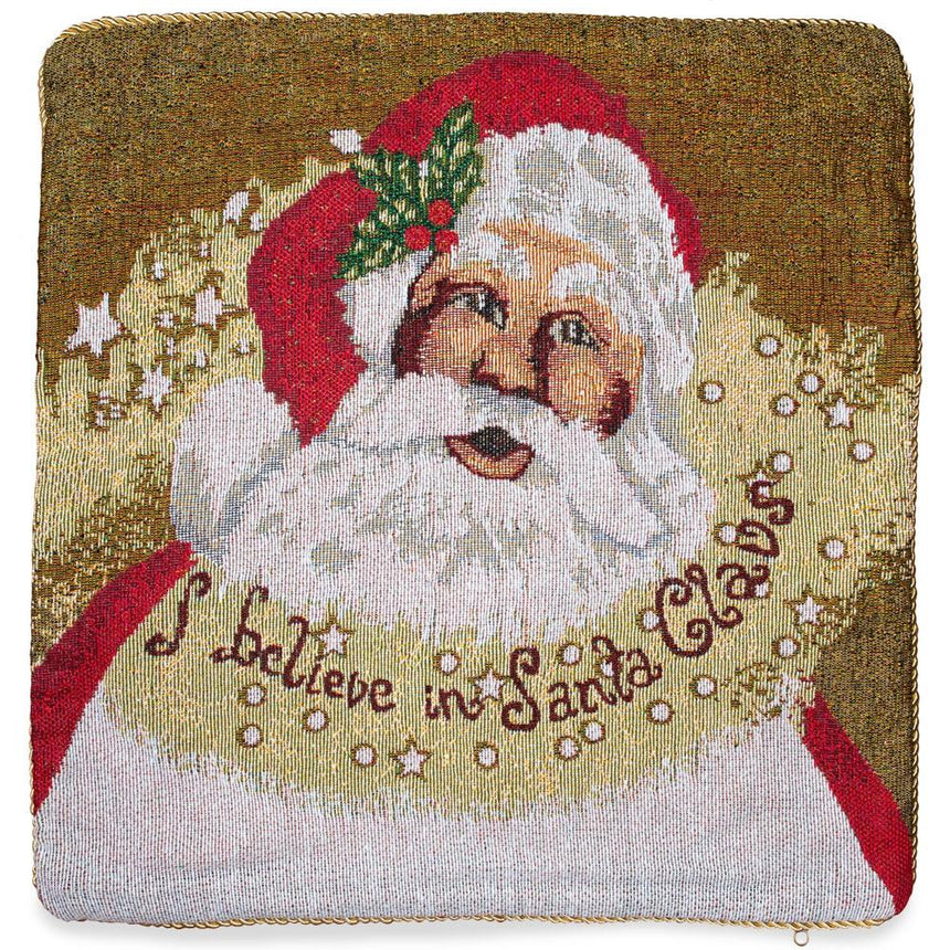 Set of 2 Believe in Santa Christmas Cushion Throw Pillow Covers ,dimensions in inches: 18 x 18 x 1.8