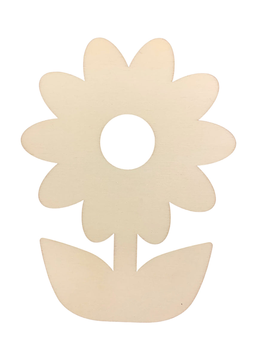 Wood Unfinished Wooden Flower Shape Cutout DIY Craft 5 Inches in Beige color Round