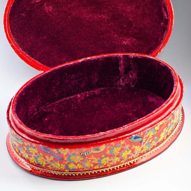 Oriental Flowers Wooden Jewelry Box ,dimensions in inches: 10.5 x 7.5 x 3.5