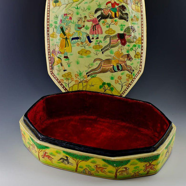 Indian Mughal Dynasty Oriental Wooden Jewelry Box 9.5 Inches X 7 Inches ,dimensions in inches: 9.5 x 7 x 3