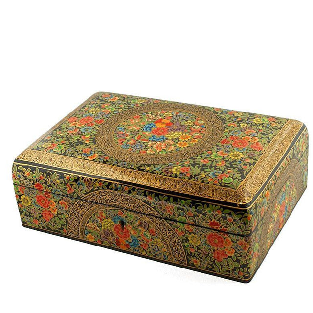 Asian Mountain Flowers Oriental Wooden Jewelry Box 10 Inches X 7 Inches ,dimensions in inches: 10 x 7 x 4