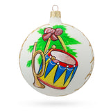 Glass Trumpet and Drum Music Instruments Blown Glass Ball Christmas Ornament 4 Inches in White color Round