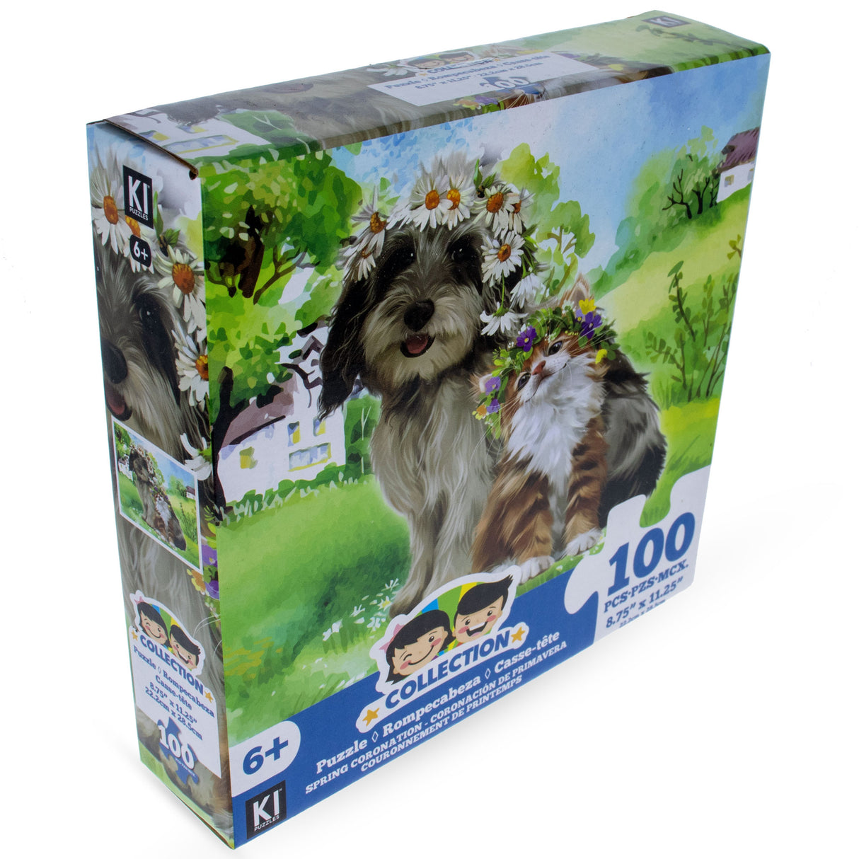 Paperboard 100 Piece Dog and a Cat Puzzle for Kids in Multi color