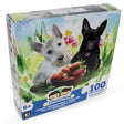 Paperboard 100 Piece Two Dogs Posing for Picture Puzzle for Kids in Multi color