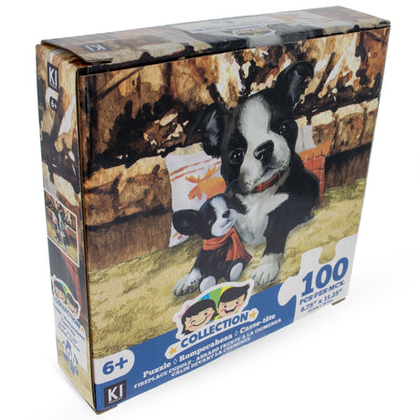 Paperboard 100 Piece Dog with a Toy Puzzle for Kids in Multi color