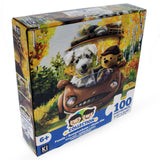 Paperboard 100 Piece Dog with Bear Traveling Puzzle for Kids in Multi color