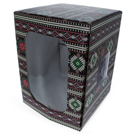 Geometric Design Ukrainian Gift Box with Display Window 7.1 x 5.5 x 5.5 InchesUkraine ,dimensions in inches: 7.1 x 5.5 x 5.5