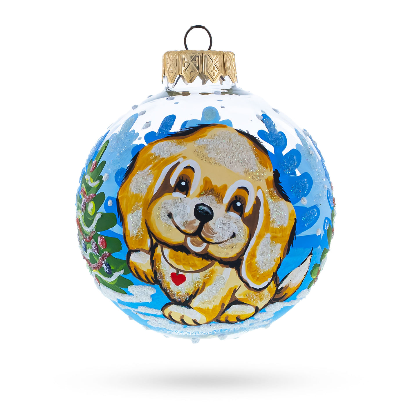 Glass Yellow Labrador Retriever Blown Glass Ball Christmas Ornament 3.25 Inches in Multi color Round