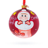 Glass Charming Girl in Festive Christmas Stocking Blown Glass Ball Baby's First Christmas Ornament 4 Inches in Red color Round