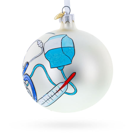 Compassionate Nurse or Doctor on Glass Ball Christmas Ornament 4 InchesUkraine ,dimensions in inches: 4 x 4 x 4