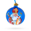 Glass St. Nicholas Reviewing His Gift List Glass Ball Christmas Ornament 3.25 Inches in Blue color Round