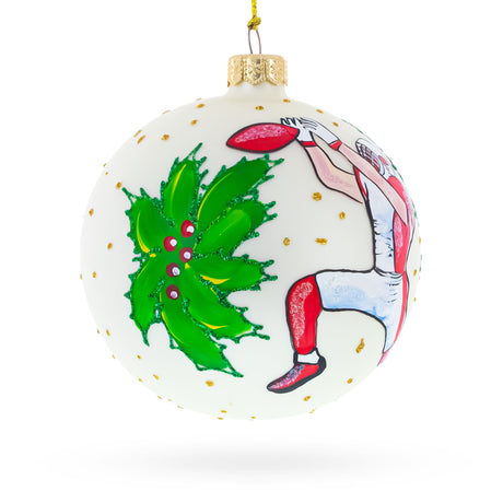 Football Player in Action Blown Glass Ball Christmas Sports Ornament 4 InchesUkraine ,dimensions in inches: 4 x 4 x 4