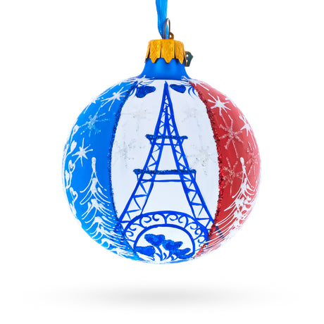 Glass Eiffel Tower, Paris, France Glass Ball Christmas Ornament 3.25 Inches in Multi color Round