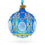 Glass 1908 Regal Alexander Palace Royal Egg Glass Ball Christmas Ornament 3.25 Inches in Blue color Round