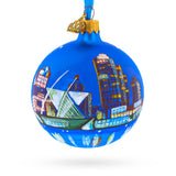 Glass Milwaukee, Wisconsin Glass Ball Christmas Ornament 3.25 Inches in Blue color Round