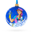 Glass Housekeeper (Maid) Glass Ball Christmas Ornament 3.25 Inches in Blue color Round