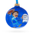 Glass Lawyer with Briefcase Glass Ball Christmas Ornament 3.25 Inches in Blue color Round