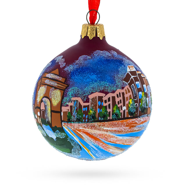 Glass Atlanta, Georgia Glass Ball Christmas Ornament 3.25 Inches in Red color Round