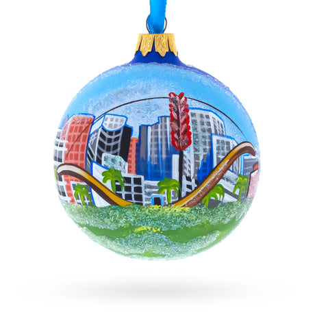 Glass San Francisco, California Glass Ball Christmas Ornament 3.25 Inches in Blue color Round