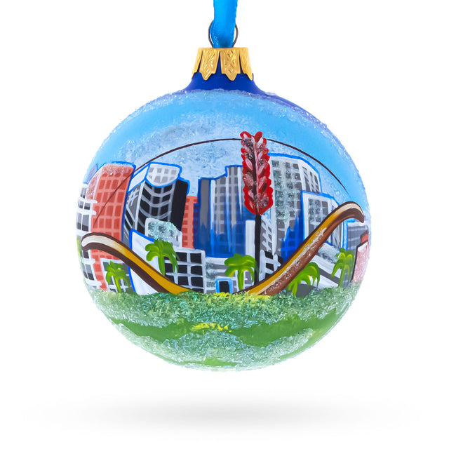 Glass San Francisco, California Glass Ball Christmas Ornament 3.25 Inches in Blue color Round