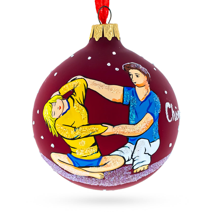 Glass Chiropractor Blown Glass Ball Christmas Ornament 3.25 Inches in Red color Round