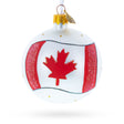 Glass Flag of Canada Blown Glass Ball Christmas Ornament 3.25 Inches in White color Round