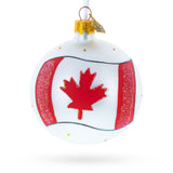 Glass Flag of Canada Glass Ball Christmas Ornament 3.25 Inches in White color Round