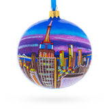 Glass New York City at Night Glass Ball Christmas Ornament 4 Inches in Multi color Round