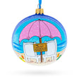 Glass Just Married on the Beach Glass Ball Christmas Ornament 4 Inches in Blue color Round