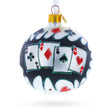 Glass Playing Cards Deck Blown Glass Christmas Ornament 3.25 Inches in White color Round