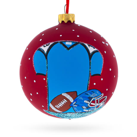 Glass Football Blown Glass Ball Christmas Sports Ornament 4 Inches in Red color Round