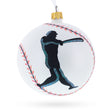 Glass I Love Baseball Blown Glass Ball Christmas Ornament 4 Inches in White color Round