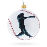 Glass I Love Baseball Blown Glass Ball Christmas Ornament 4 Inches in White color Round