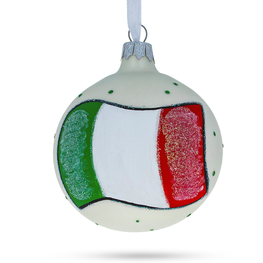 Glass Flag of Italy Glass Ball Christmas Ornament 3.25 Inches in Multi color Round