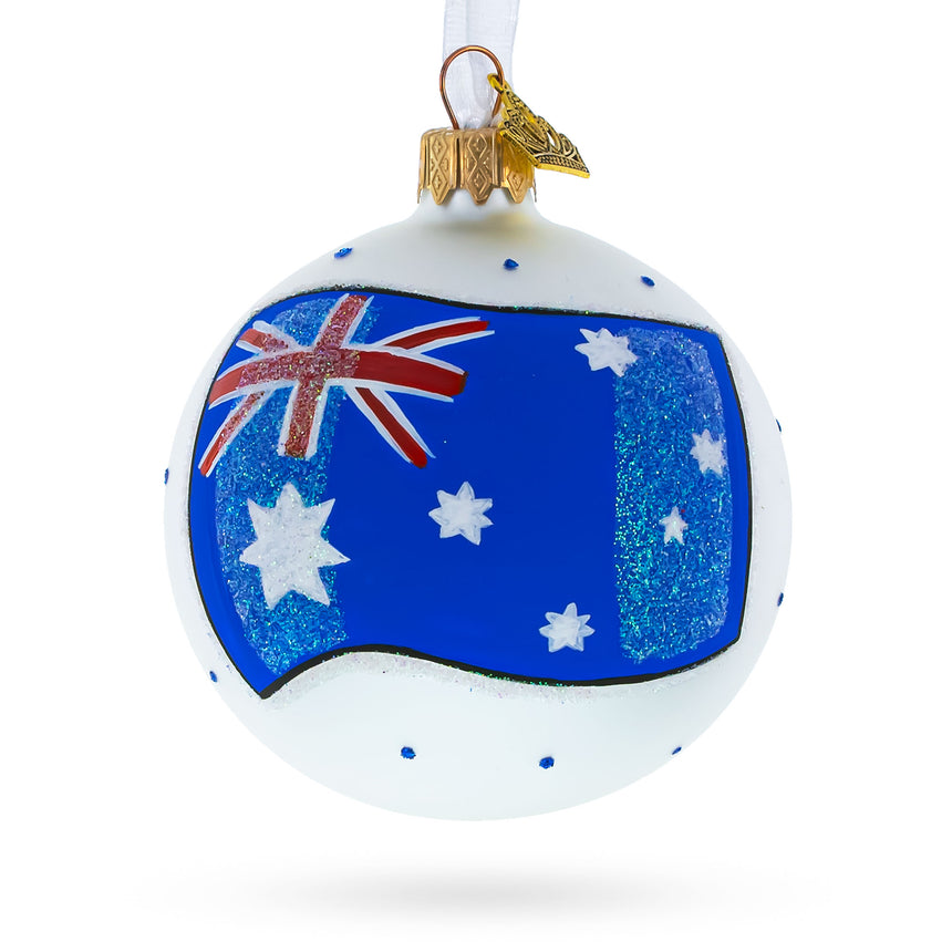 Glass Flag of Australia Glass Ball Christmas Ornament 3.25 Inches in Multi color Round