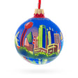 Glass Dallas, Texas, USA Glass Christmas Ornament 3.25 Inches in Multi color Round