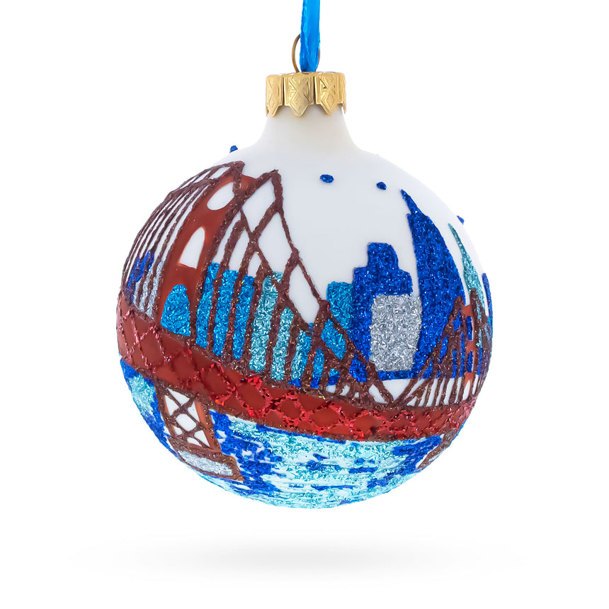 Glass San Francisco, California, USA Glass Christmas Ornament 3.25 Inches in Multi color Round