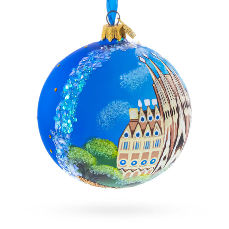 La Sagrada Familia, Barcelona, Spain Glass Ball Christmas Ornament 4 InchesUkraine ,dimensions in inches: 4 x 4 x 4