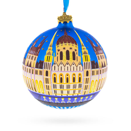 Glass Budapest Parliament, Hungary Glass Ball Christmas Ornament 4 Inches in Multi color Round