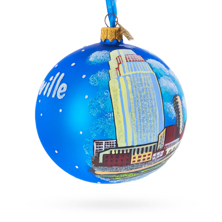 Nashville, Tennessee, USA Glass Ball Christmas Ornament 4 InchesUkraine ,dimensions in inches: 4 x 4 x 4