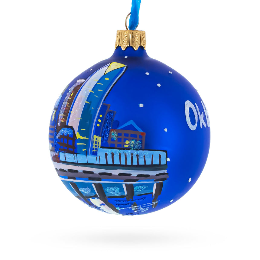 Oklahoma City, Oklahoma, USA Glass Christmas Ornament 3.25 InchesUkraine ,dimensions in inches: 3.25 x 3.25 x 3.25