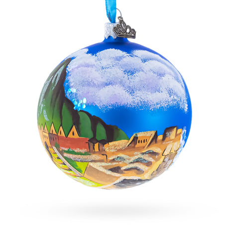 Machu Picchu, Peru Glass Christmas Ball Ornament 4 InchesUkraine ,dimensions in inches: 4 x 4 x 4